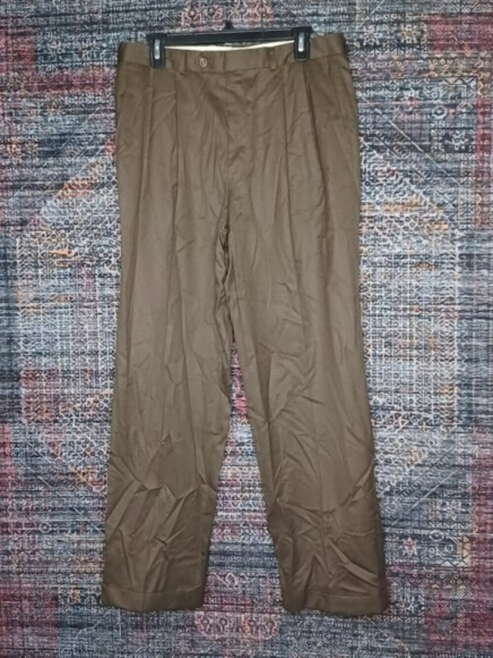 Ralph Lauren LRL mens brown Wool Cashmere cuffed pleated dress pants 34x30 EUC